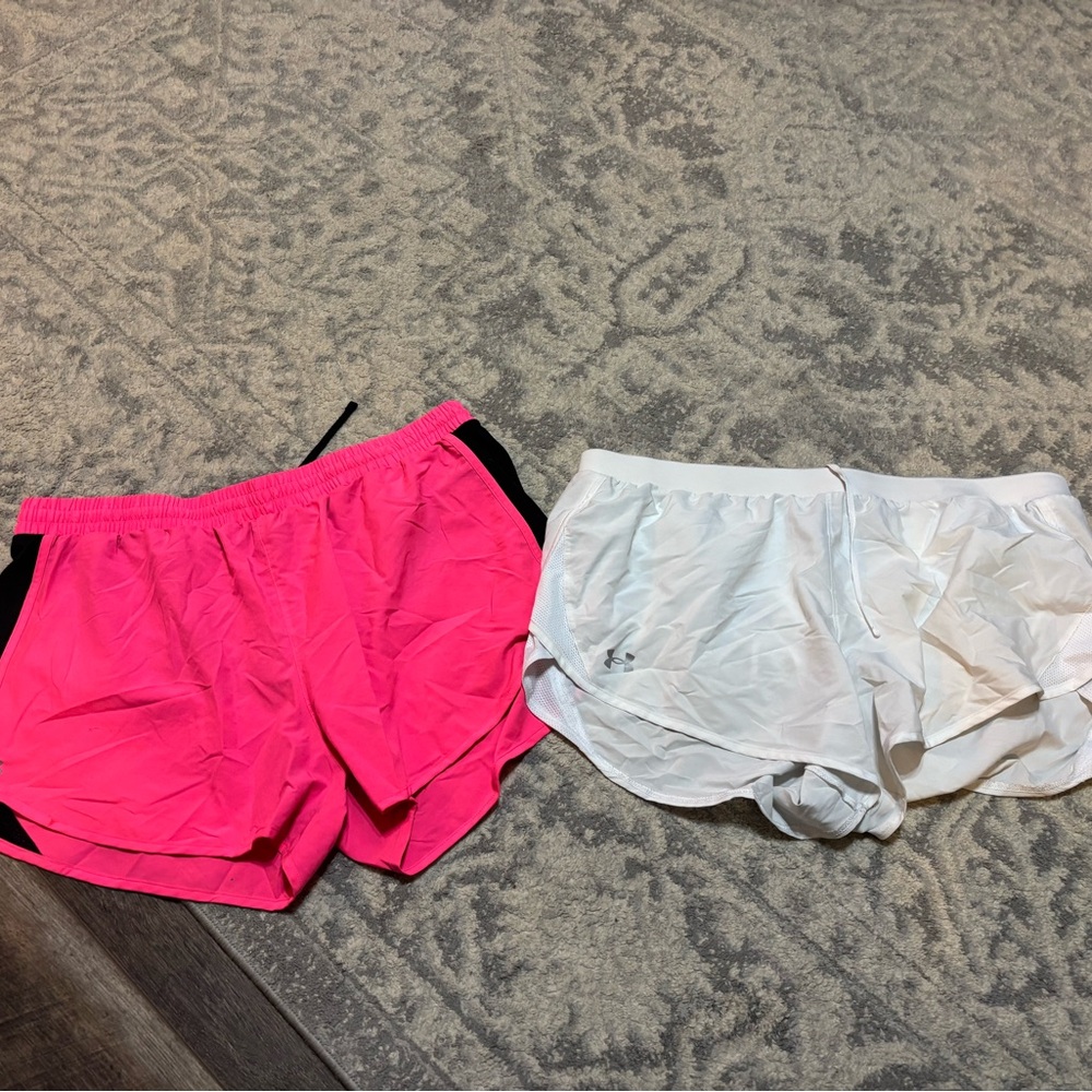 Under Armour Women's Pink and White Athletic Shorts bundle